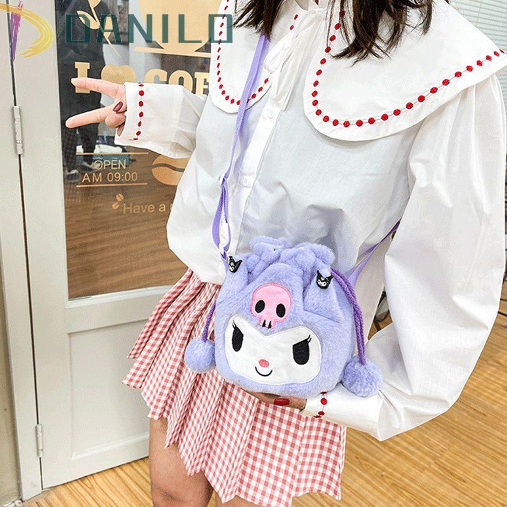 DANILO Túi Đựng Đồ Trang Điểm Phối Lông Kiểu Nhật Bản Dễ Thương Cho Nữ