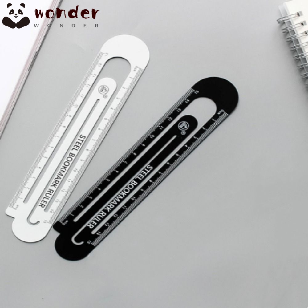 WONDER Set 2 Dụng Cụ Đánh Dấu Trang Sách Bằng Kim Loại Màu Trắng Đen Đa Năng 15Cm