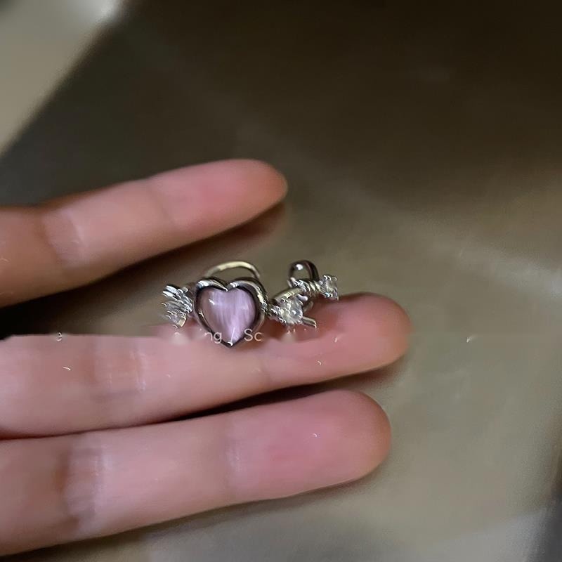 Nhẫn Hở Hình Trái Tim Đính Đá Opal Phong Cách Hàn Quốc Ngọt Ngào Cho Nữ