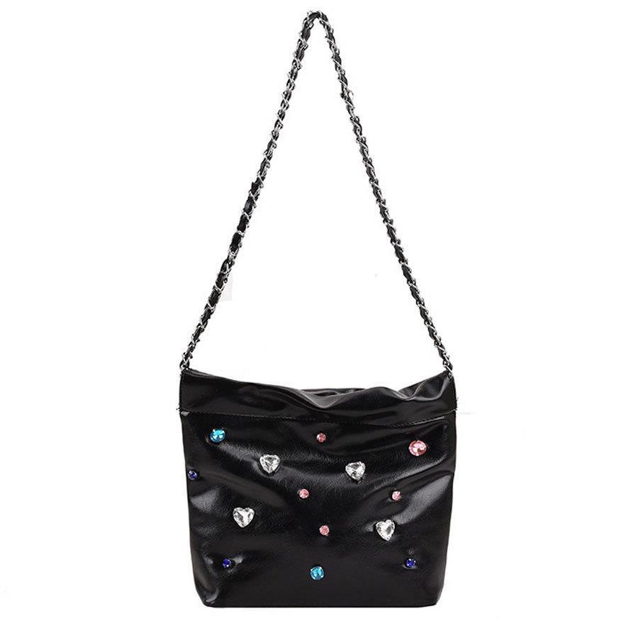 Túi Xách Da PU Đeo Chéo Đính Kim Cương Màu Sắc Thời Trang Phong Cách Pháp Hàng Mới 2023 Dành Cho Bạn Nữ