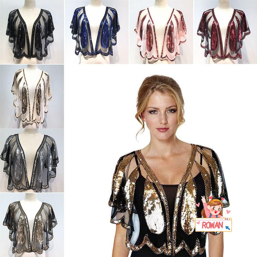 ROWANS Áo Choàng Ren Màu Đen Phong Cách Cổ Điển 1920s