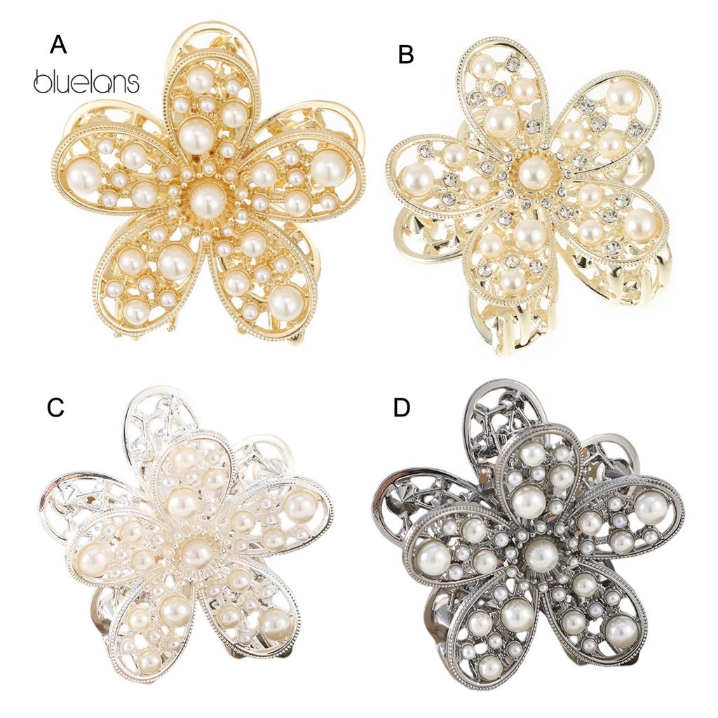 Kẹp Tóc Hình Hoa Đính Ngọc Trai Giả Sang Trọng Chống Trượt Tiện Dụng