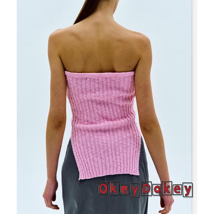 Áo Ống Dệt Kim Hở Lưng Màu Trơn Xẻ Tà Thời Trang Mùa Hè Cho Nữ