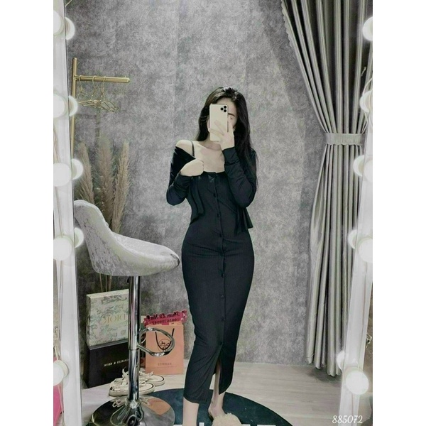 SET VÁY BODY 2DÂY NÚT KÈM ÁO KHOÁC LY alohashop91