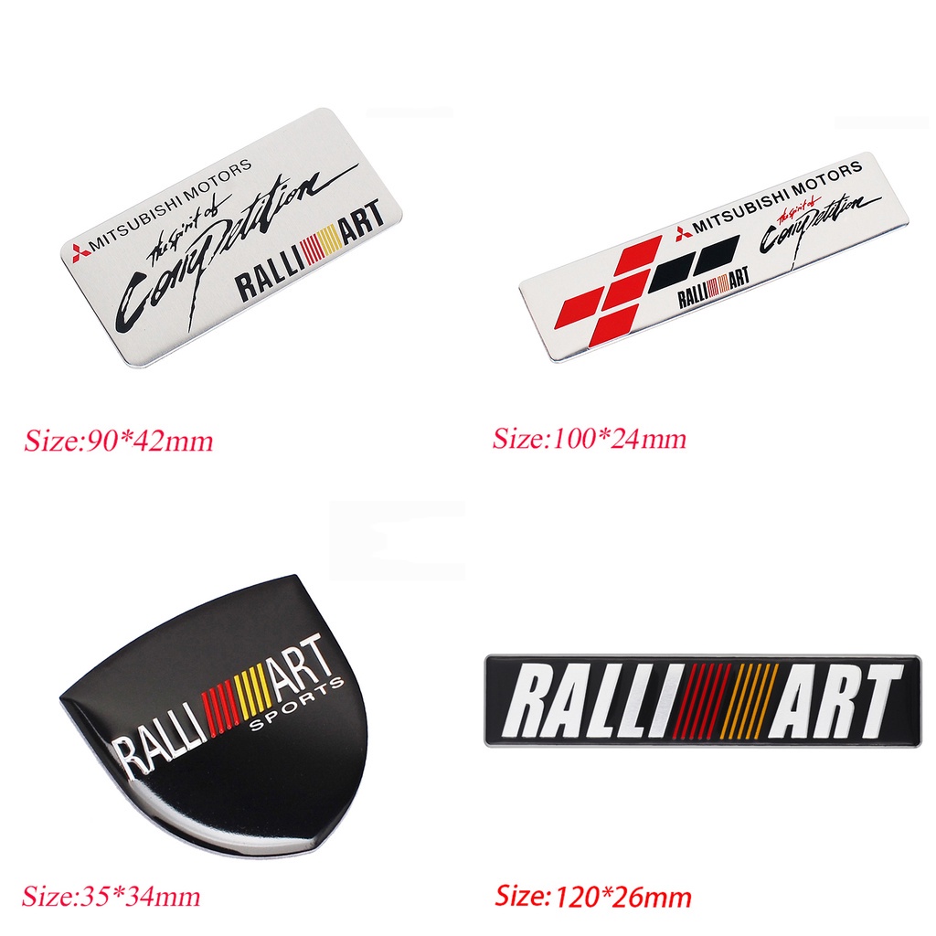 Miếng Dán Kim Loại Trang Trí Thân Xe Hơi Mitsubishi Ralliart Mirage G4 Triton Xpander Pajero Lancer ASX Outlander Attrage