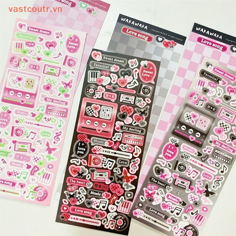 1 Miếng Dán Hình Nốt Nhạc Y2K Trang Trí Sổ Tay DIY