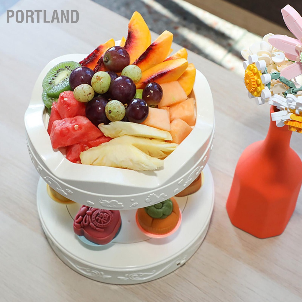 Máy tráng miệng quay tự động Màn hình hai lớp Quay đứng Tấm trưng bày bánh cupcake