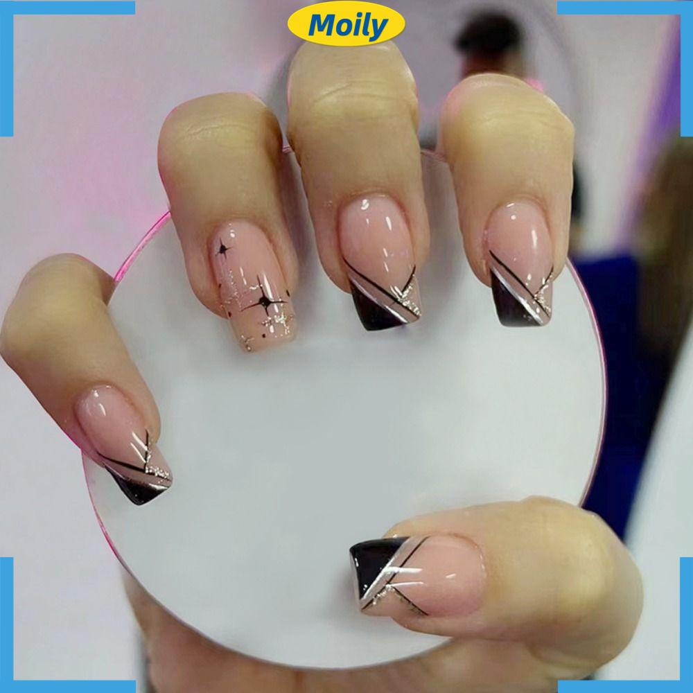 MOILYVN Set 24 Móng Tay Giả Có Thể Tháo Rời Edge