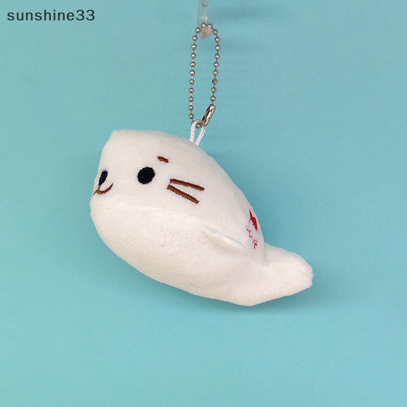 Su 1 Cái Màu Trắng Nhỏ Dễ Thương 10cm Approx. Móc Khóa Hình Đồ chơi nhồi bông Đáng Yêu