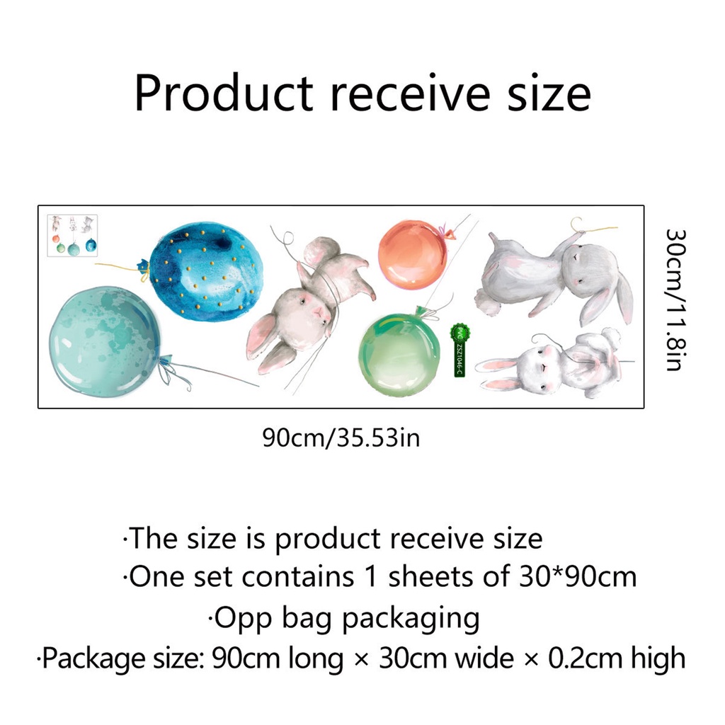 Miếng Dán Tường Hình Thỏ Hoạt Hình Nhiều Màu Sắc Có Thể Tháo Gỡ Và Tháo Gỡ Được