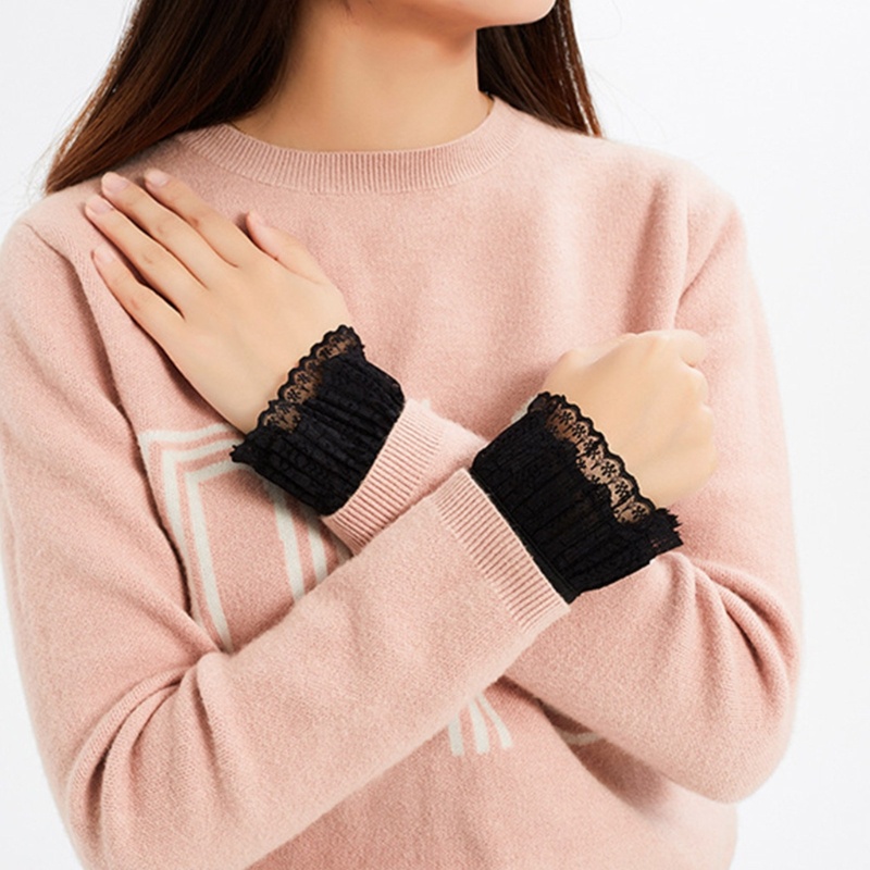 Ống Tay Loe Phối Ren Giả Nhiều Lớp Có Thể Điều Chỉnh Trang Trí Dành Cho Nữ