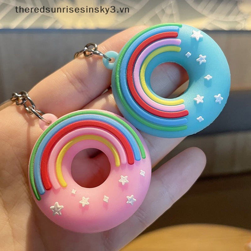 Móc Khóa Hình Bánh Donut Bằng PVC Dễ Thương Thời Trang Cho Cặp Đôi