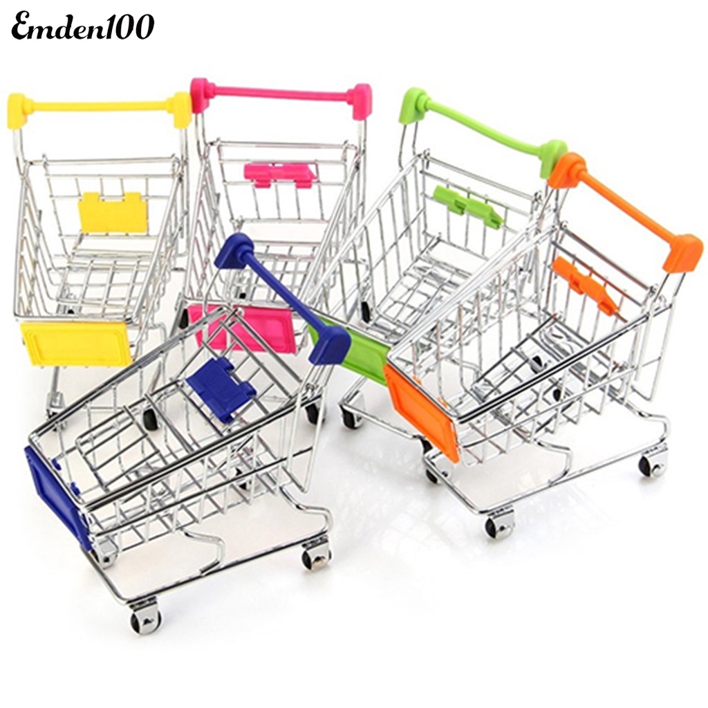 [EMDEN] Giỏ Mua Sắm Mini Trang Trí Mô Phỏng Xe Đẩy Hàng Đồ Chơi