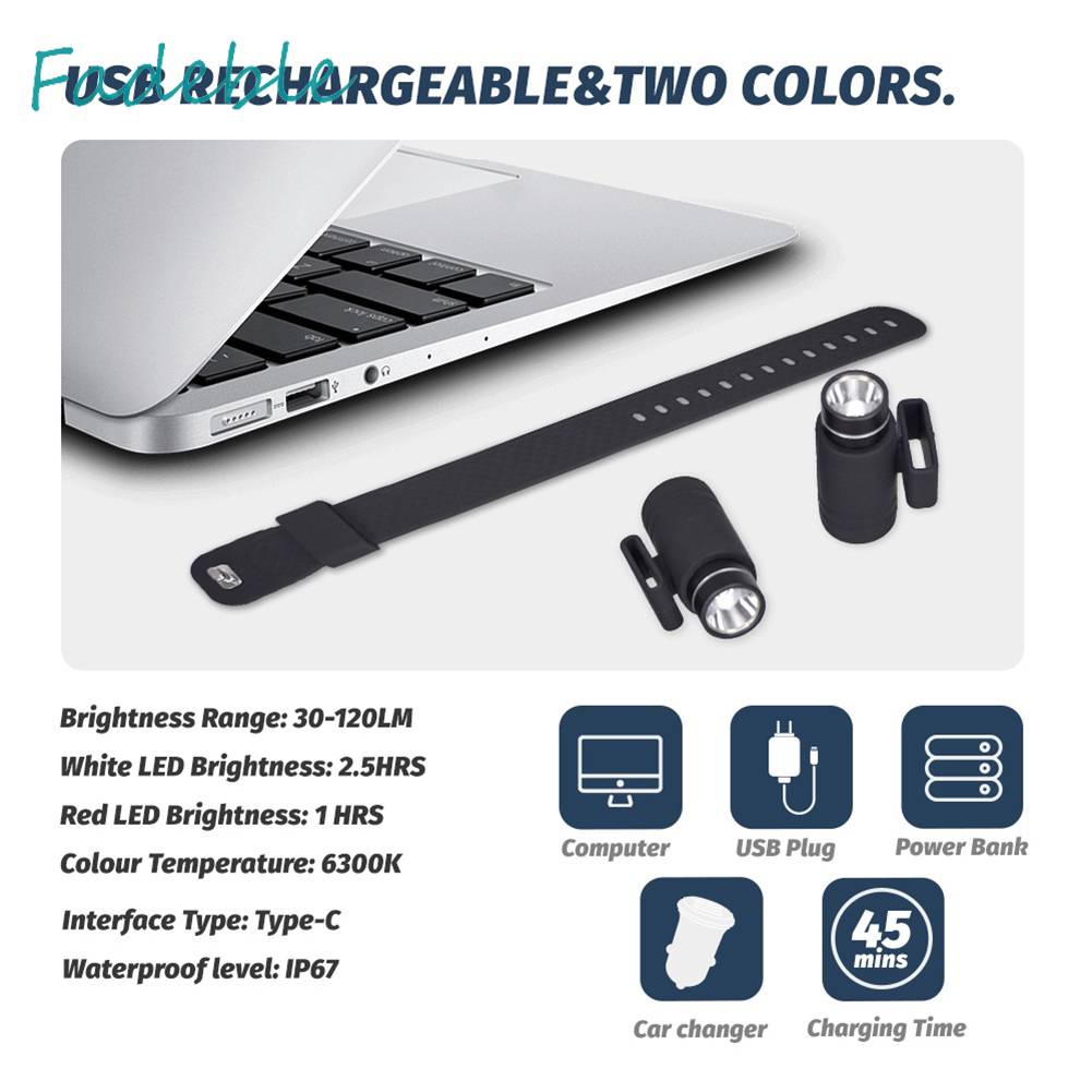 Vòng Tay Đèn Cắm Trại Chống Nước 200LM Type-C USB 230mAh