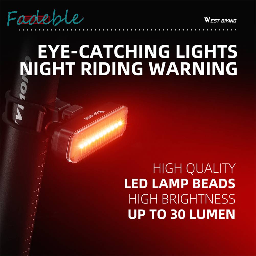 Đèn Hậu Chống Thấm Nước 30LM 400mAh Type-C USB Có Thể Sạc Lại Dành Cho Xe Đạp