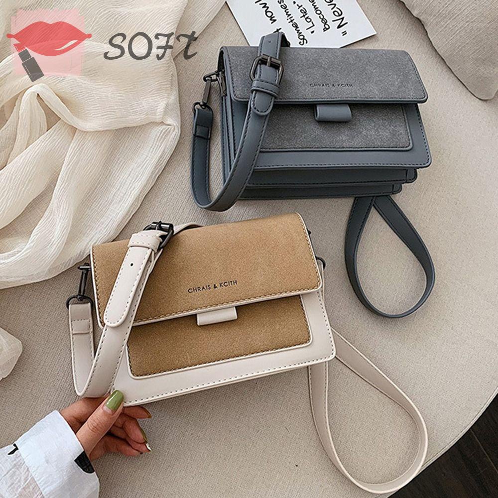 SOFTNESS Túi Đeo Chéo Da PU Hình Vuông Cỡ Nhỏ Thời Trang Cho Nữ