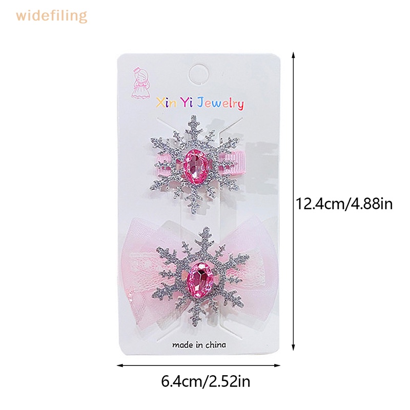 Bộ 2 Kẹp Tóc Hình Hoa Tuyết Đính Đá Nhiều Màu Sắc Dễ Thương Cho Bé Gái
