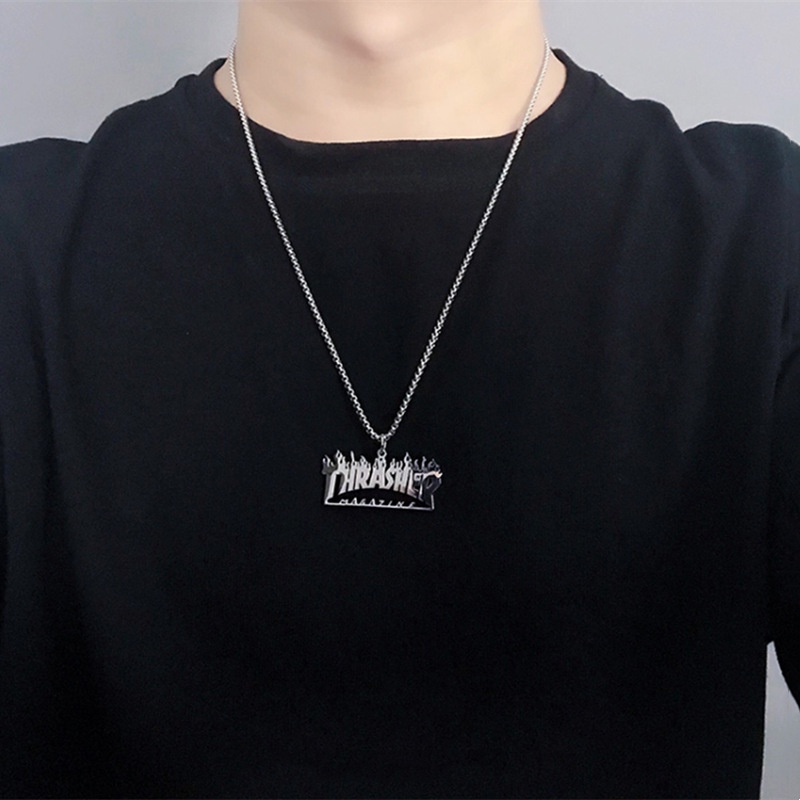 Vòng cổ Hợp Kim Mặt Hình Ngọn Lửa Phong Cách Hip hop Thời Trang Cho Nam Và Nữ