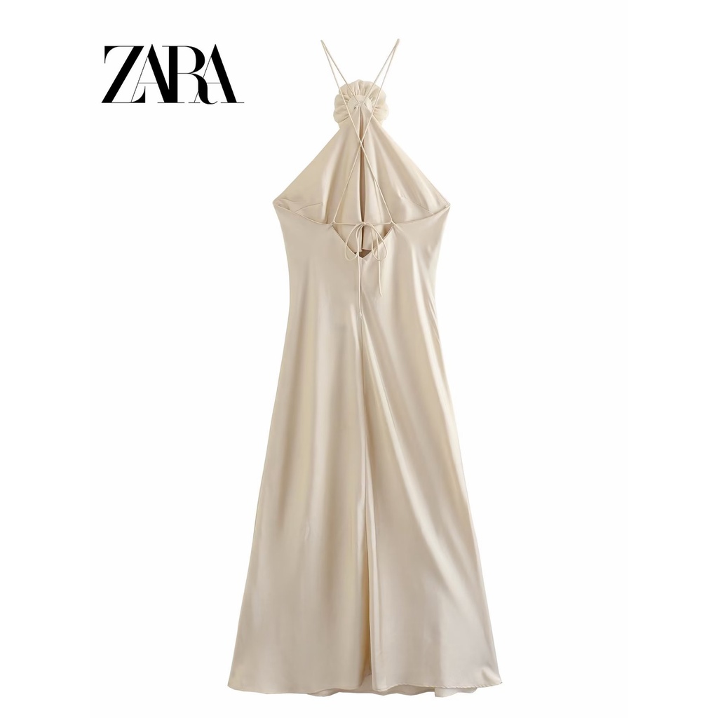Đầm Dài Màu Trơn Cột Dây Thời Trang Zara Sang Trọng Cho Nữ