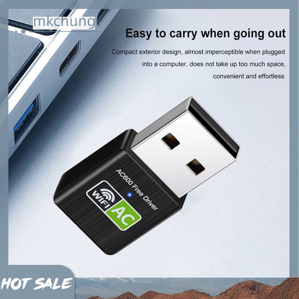 Usb Thu Sóng WiFi Băng Tần Kép 600Mbps Thẻ Mạng Cho Máy Tính Để Bàn Laptop