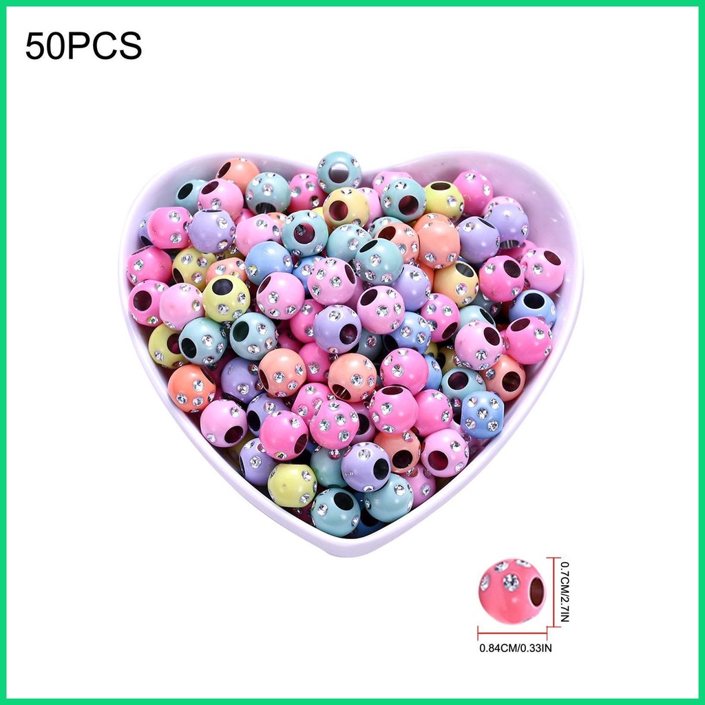 Bộ 50 Hạt Tròn Bằng Acrylic Chống Thấm Nước Trang Trí Vòng Đeo Tay DIY