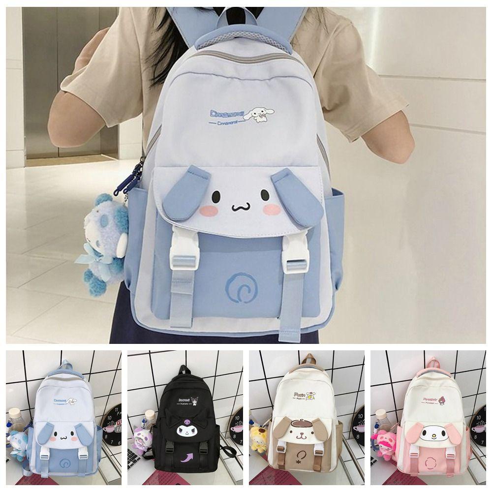 BLISS Ba Lô Đi Học Sức Chứa Lớn Bằng Nylon In Họa Tiết Hoạt Hình Kuromi Cinnamoroll Dễ Thương Cho Học Sinh