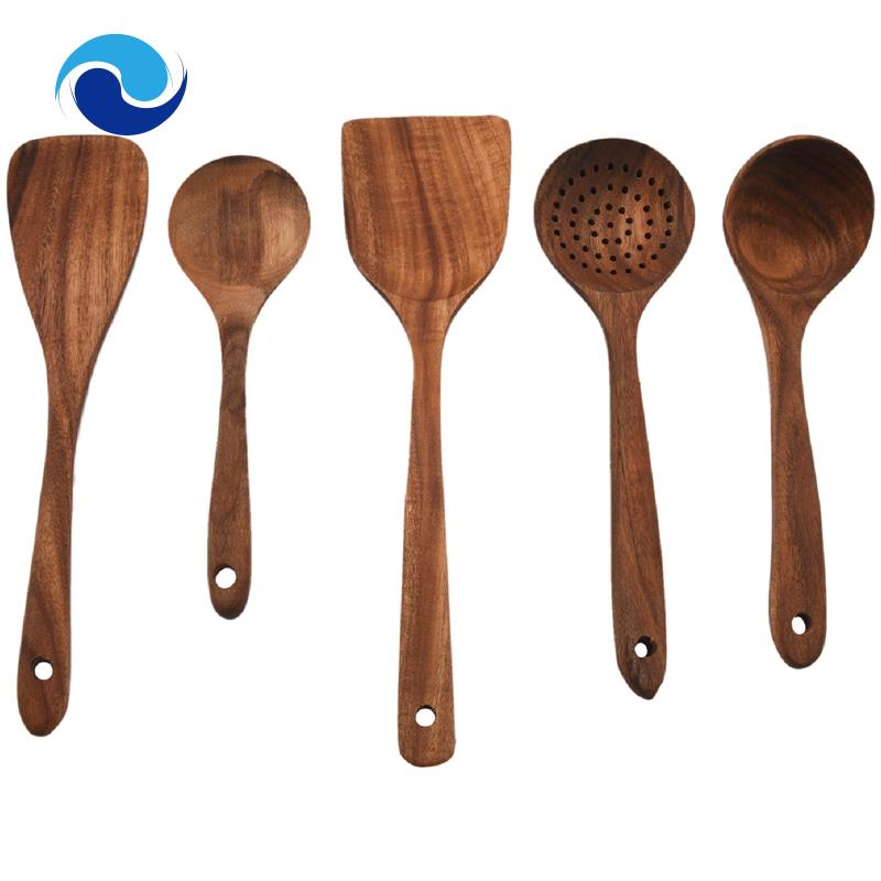 Bộ 5 Muỗng Gỗ Không Dính Có Thể Tái Sử Dụng Cho Nhà Bếp