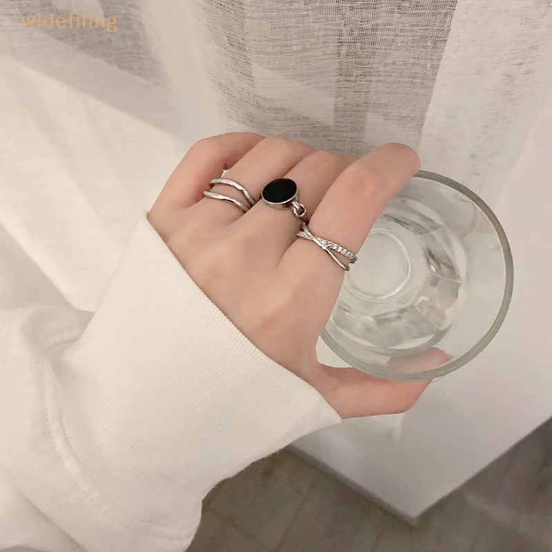 Nhẫn Hở Hình Oval Màu Bạc / Đen Thời Trang Dành Cho Nữ