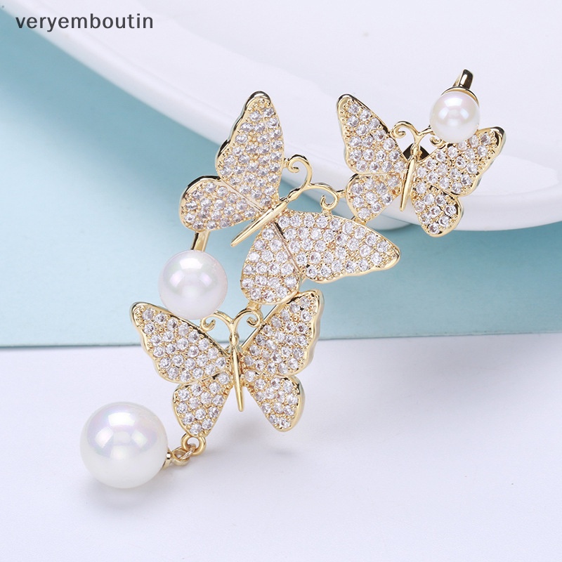 Ghim Cài Áo Hình Bướm Đính Ngọc Trai Nhân Tạo Thời Trang