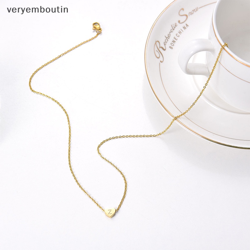 Vòng cổ Choker Mặt Hình Trái Tim Mini Chữ Cái Từ A-Z Đơn Giản Thời Trang Cho Nữ
