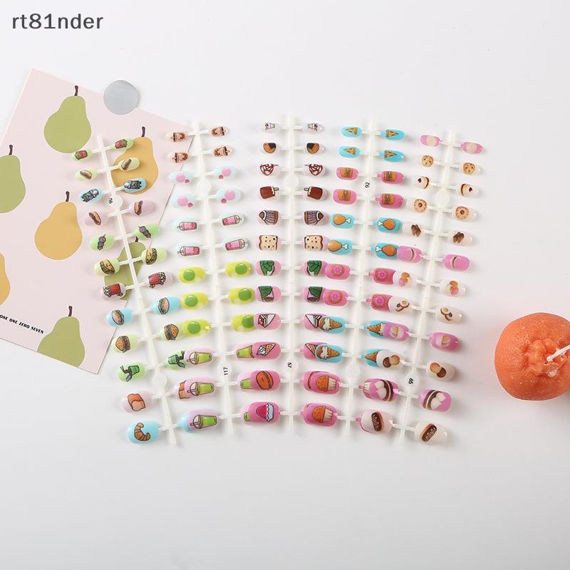 Rt Bộ Móng Tay Giả Họa Tiết Trái Cây Hoạt Hình Nhiều Màu Sắc Có Thể Tháo Rời Cho Bé Gái