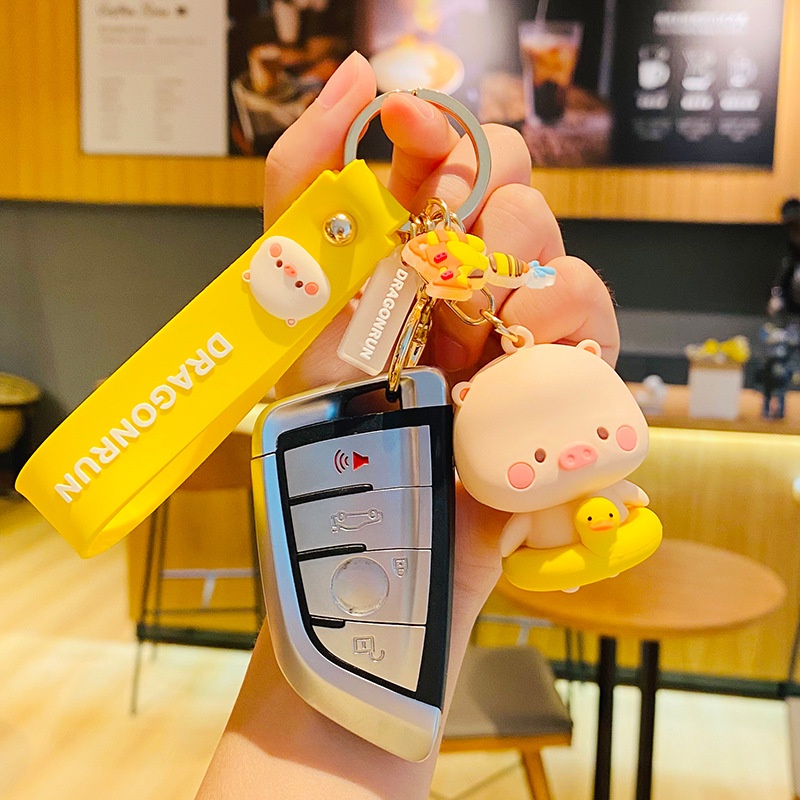 Móc Khóa Hình Chú Heo Hoạt Hình Đáng Yêu