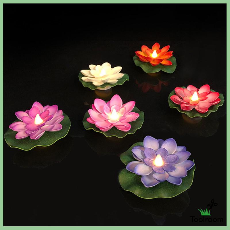 Set 6 Đèn LED Nổi Hình Hoa Sen Nhiều Màu Sắc Trang Trí Sân Vườn