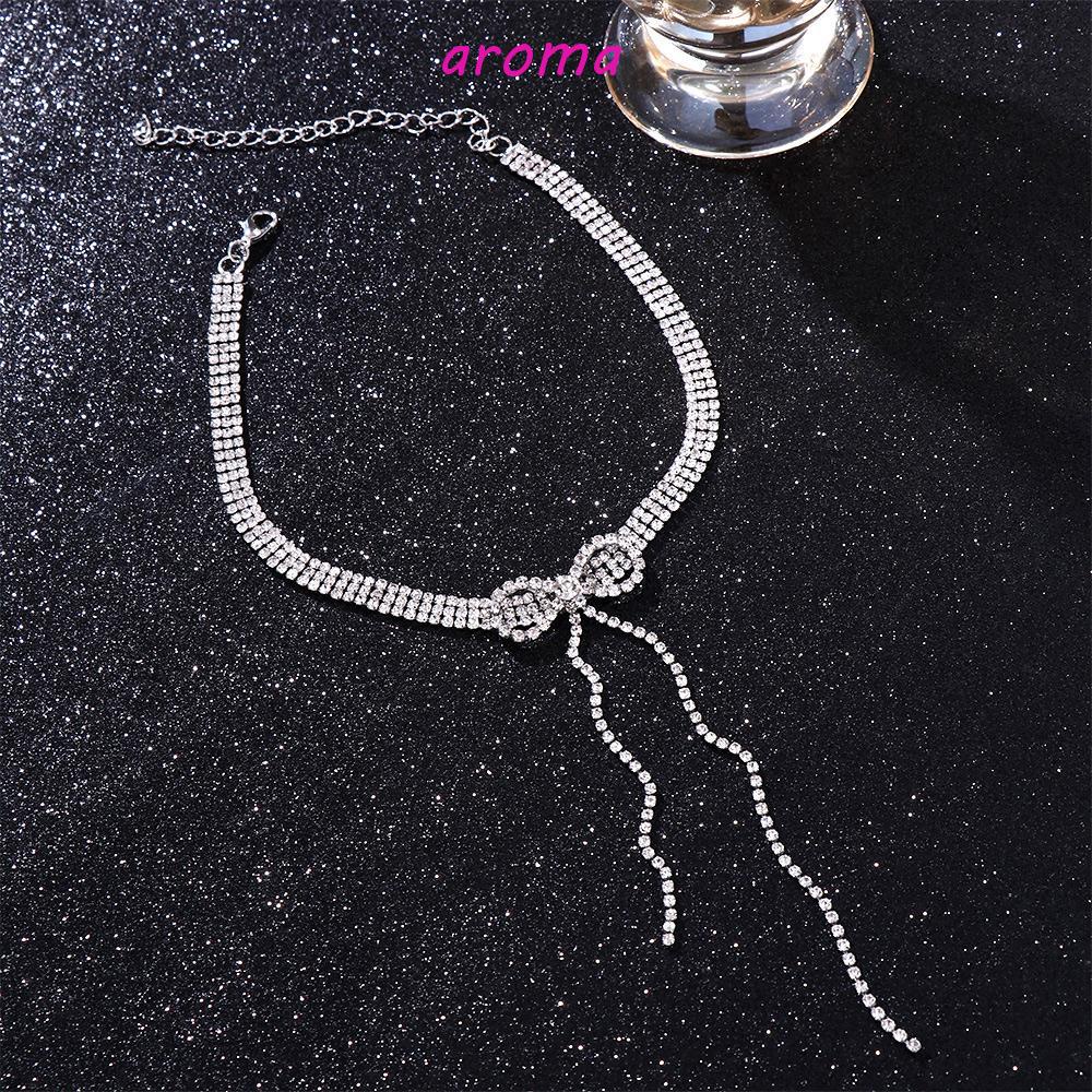 AROMA Vòng cổ Mặt Nơ Tua Rua Phong Cách Hàn Quốc Thanh Lịch Cho Nữ