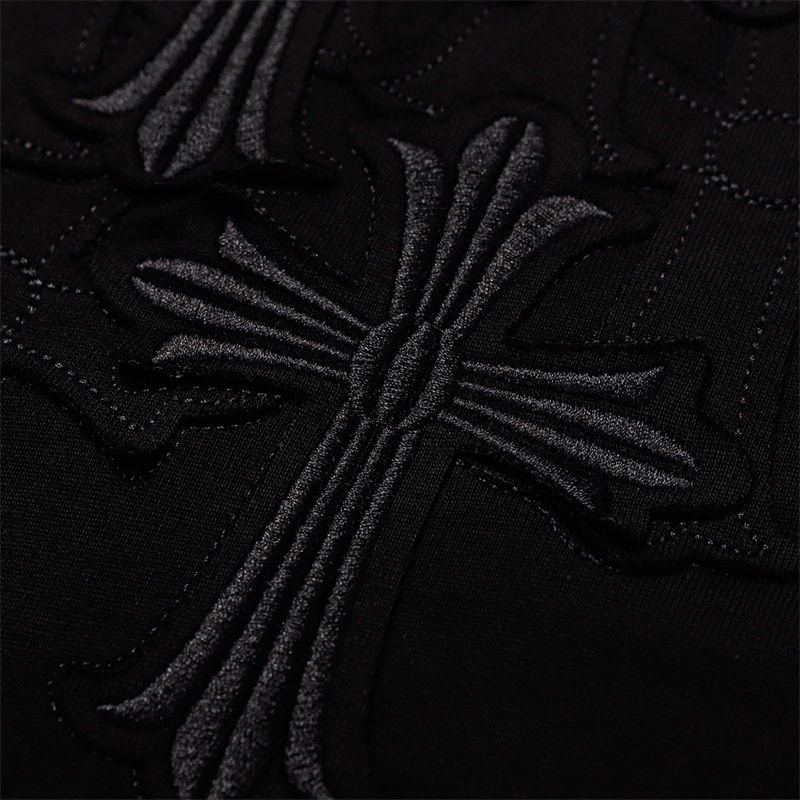 Chrome- Áo Thun Tay Ngắn Chồng Chéo Hạng Nặng Thêu Trái Tim S88-Mới