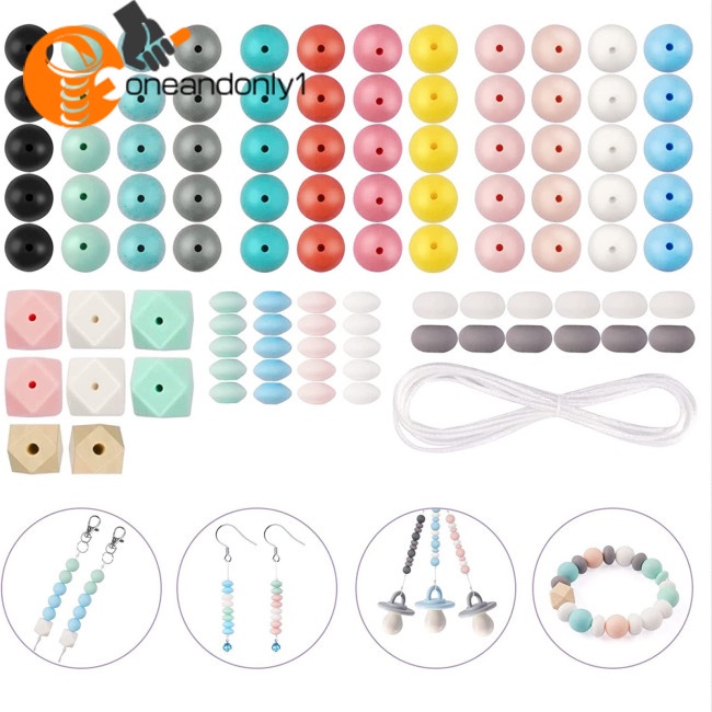 Bộ 100 Hạt Silicone Hình Đa Giác Làm Vòng Tay / Móc Khóa Diy