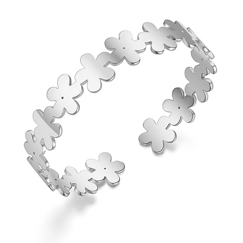 Ygt Vòng Tay Thép Titan Hình Hoa Đơn Giản Có Thể Điều Chỉnh Cho Nữ