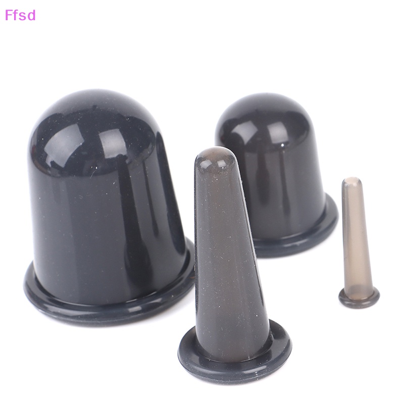 Bộ 1 / 4 Cốc Giác Hơi Mát Xa Cơ Thể Bằng Silicon Màu Đen