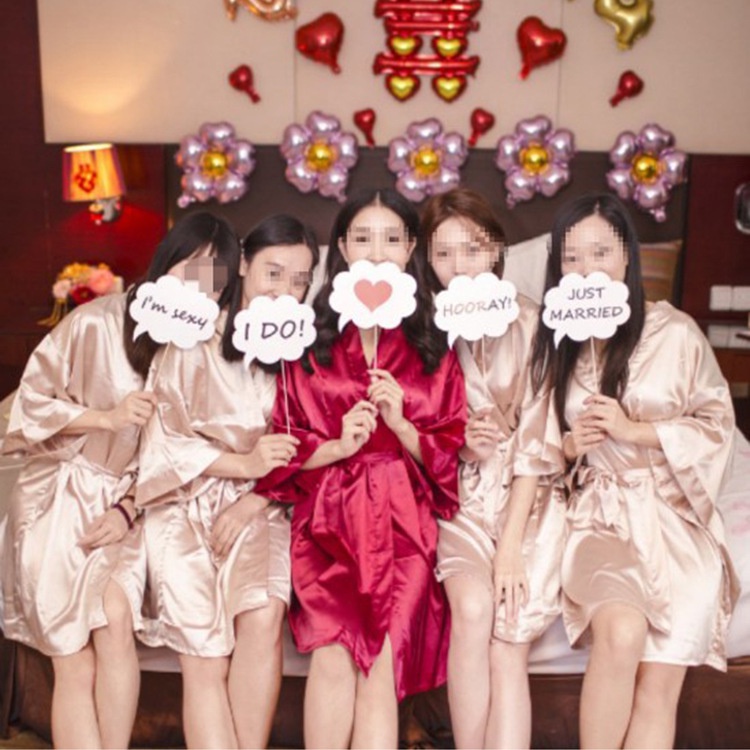 Áo Choàng Ngủ Kimono Tay Dài Thời Trang Mùa Thu Cho Cô Dâu
