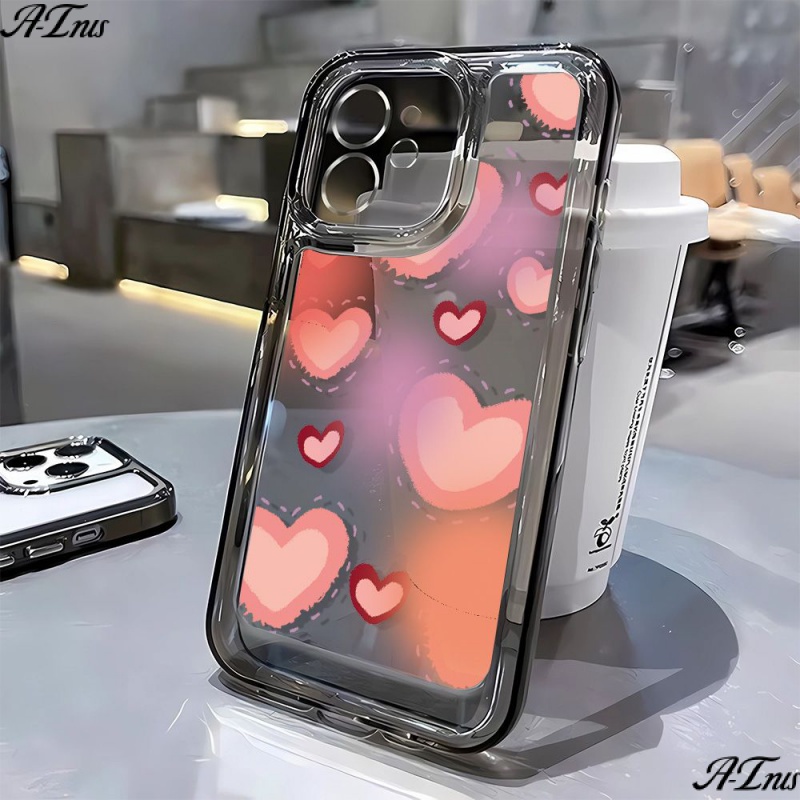 Ốp Điện Thoại Mềm Họa Tiết Trái Tim Màu Hồng Bảo Vệ Toàn Diện Cho Iphone 13 127 14Pro 11 MCW8