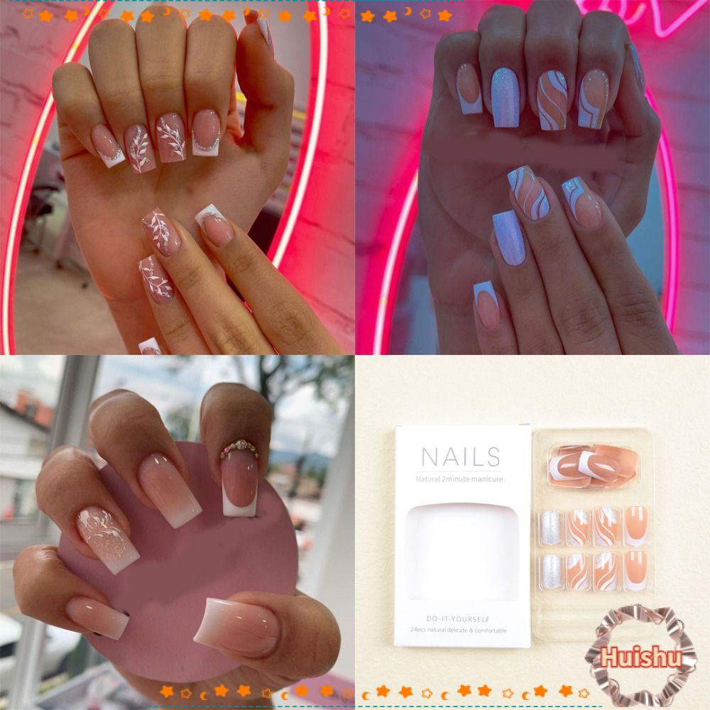 HS Móng Tay Giả Che Phủ Toàn Diện Tháo Rời Được Kiểu Pháp