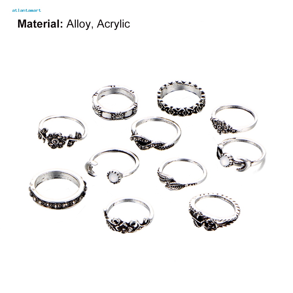 Túi Đựng Đồ Dùng Đa Năng Tiện Dụng| Bộ 11 Nhẫn Đeo Đốt Ngón Tay Khắc Hình Hoa Hồng Phong Cách Retro