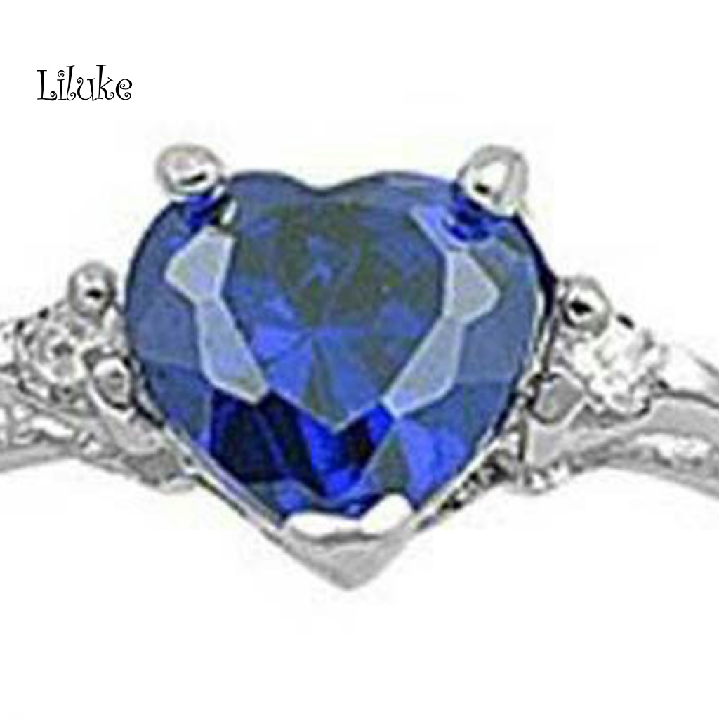 Nhẫn LK Khảm Đá Zirconia Hình Trái Tim Màu Ngọc Lục Bảo Sáng Bóng Thời Trang Cho Nữ