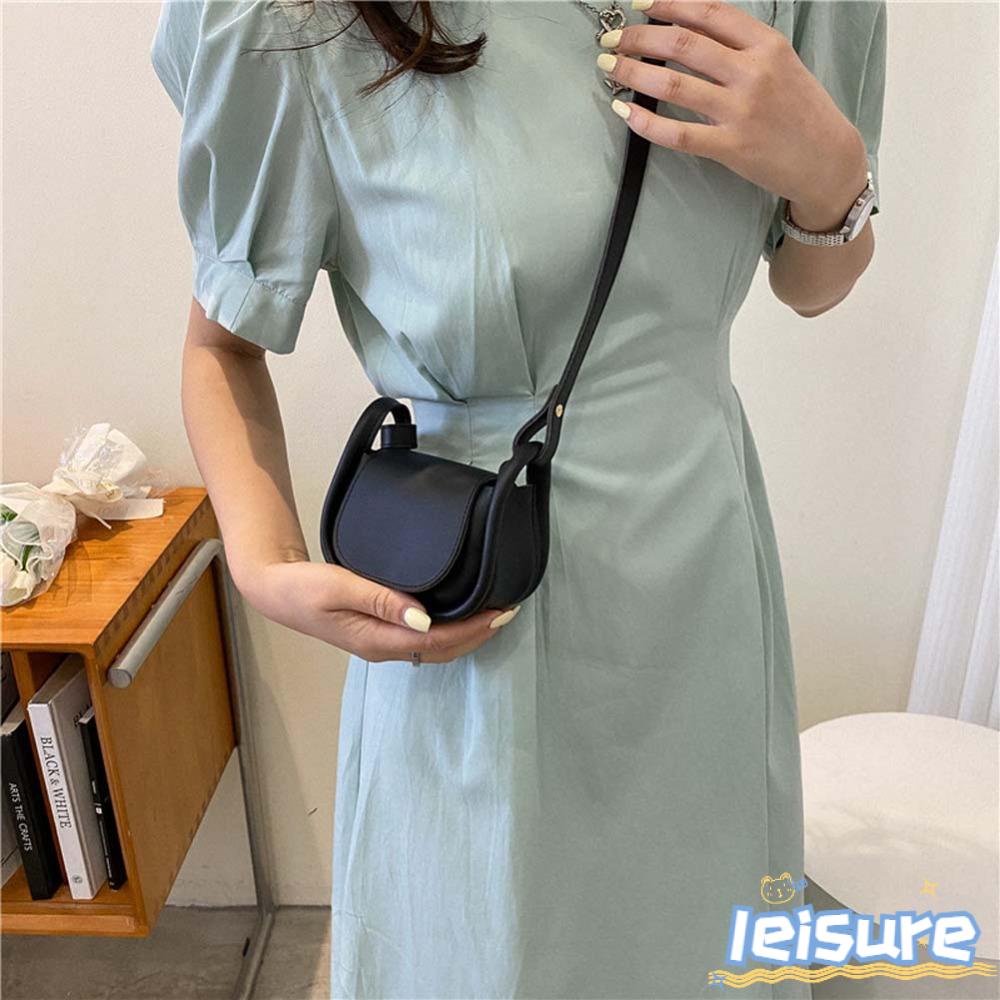 LEISURE Túi Đeo Chéo Mini Màu Trơn Thời Trang