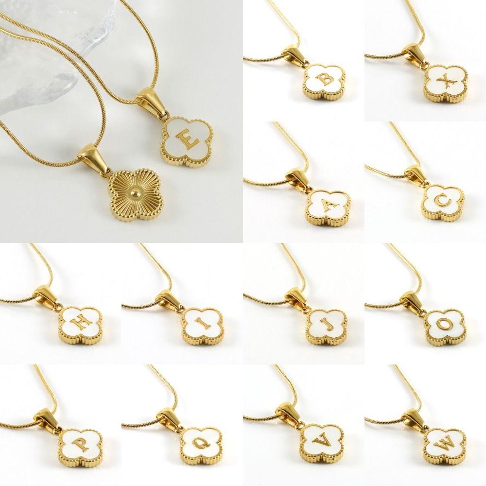 ANEMONE Vòng cổ Mặt 26 Chữ Cái Vỏ Sò Bằng Thép Không Gỉ Thời Trang Dự Tiệc