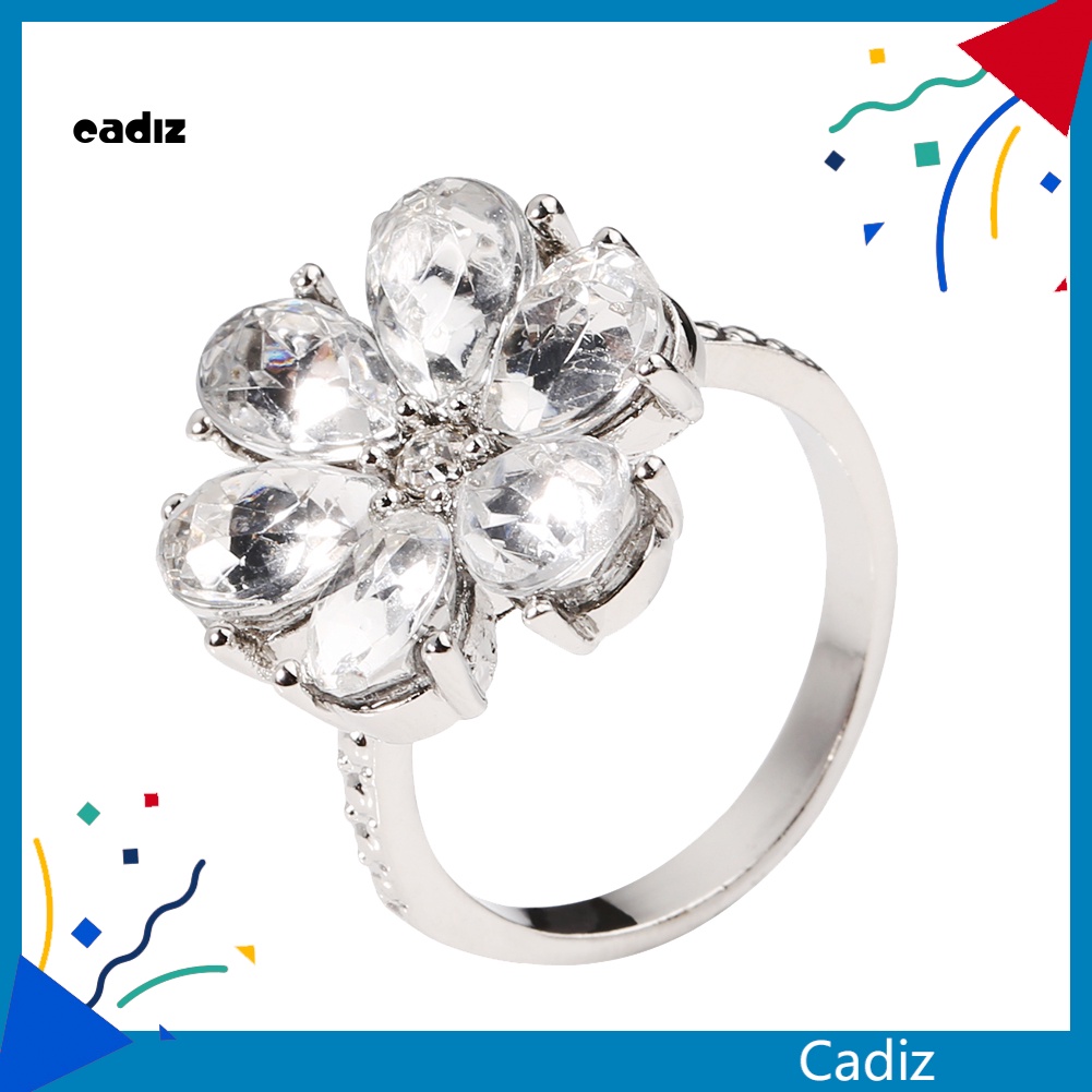 Nhẫn Đính Hôn Đính Đá Zircon Hình Hoa Thời Trang Dành Cho Nữ