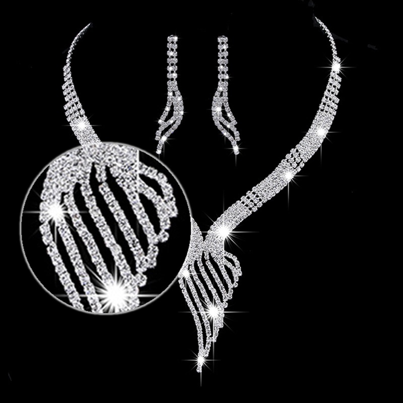 Ygt Set Vòng cổ Và Bông Tai Dài Đính Đá Lấp Lánh Trang Nhã Dành Cho Cô Dâu