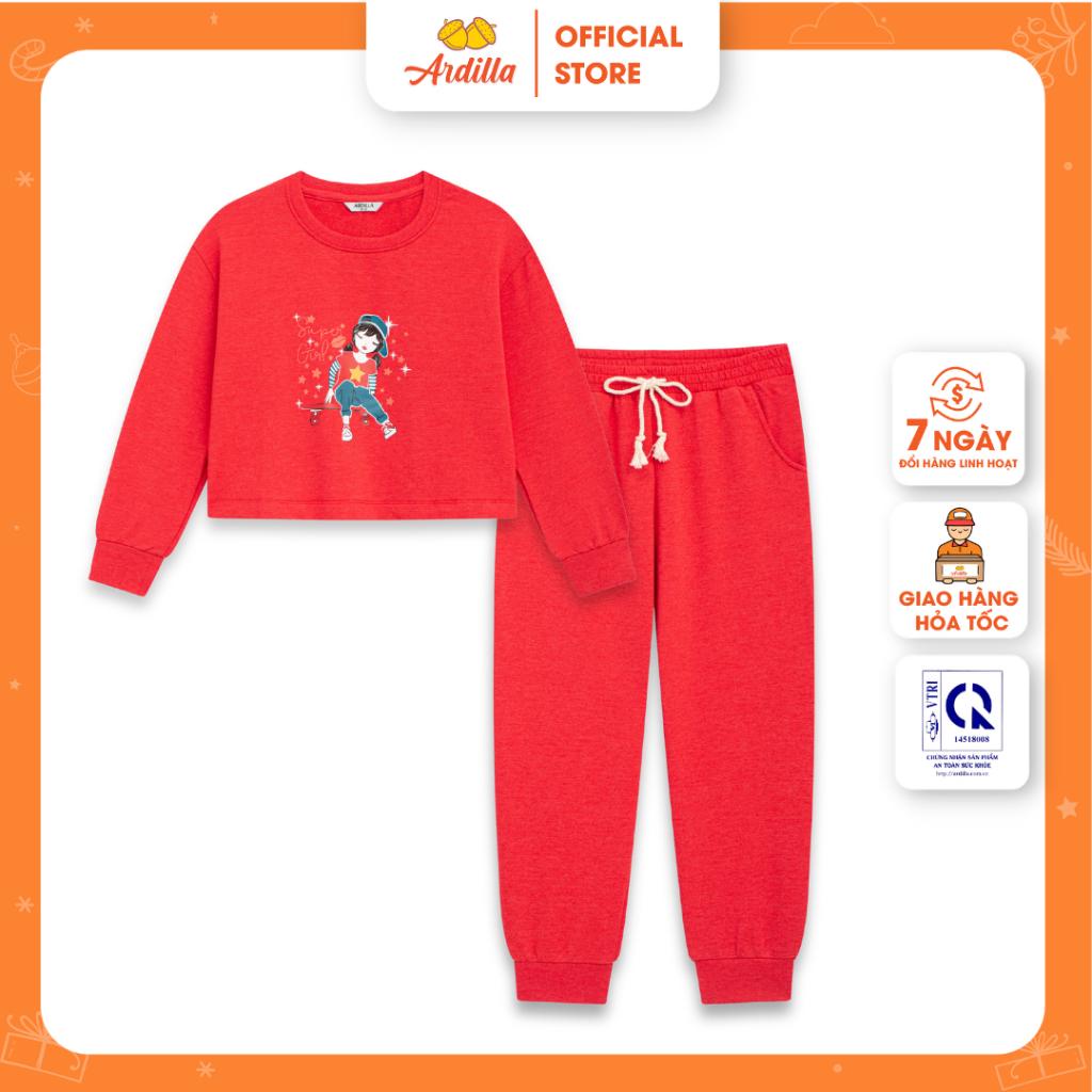 Bộ Quần Áo Thu Đông Bé Gái ARDILLA Dáng Croptop Xinh Xắn, Thiết Kế Basic Thoải Mái Vận Động Cho Bé 8-13 Tuổi T141GW20