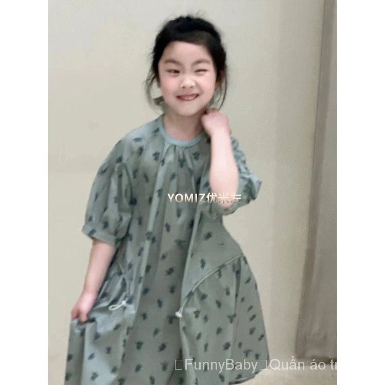 Đầm Dài Rộng Cổ Tròn Phong Cách Phương Tây Thời Trang Mùa Hè 2023 Dành Cho Bé Gái