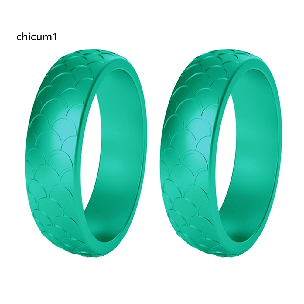 Set 2 Nhẫn Silicone Họa Tiết Vảy Cá Cho Nữ